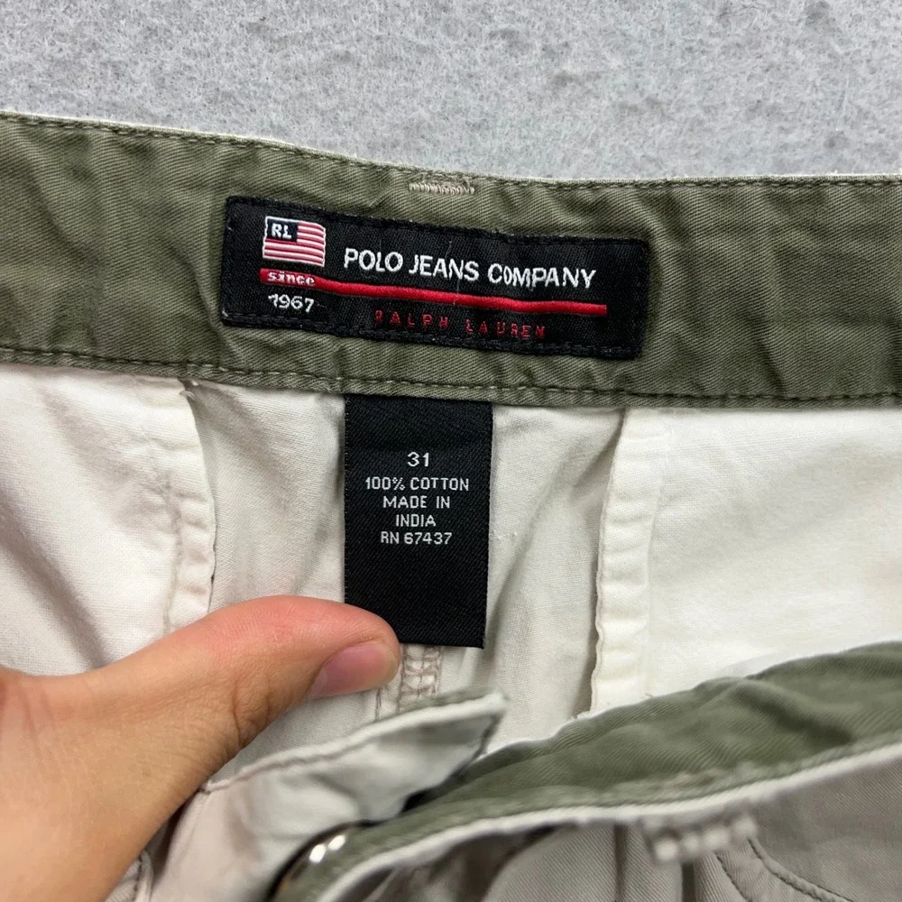 Polo Jeans Co Ralph Lauren Mens Cargo Shorts Khaki Beige Size 31 Utility RL